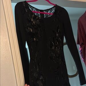 Miss Me Lace Black Long Sleeve Top